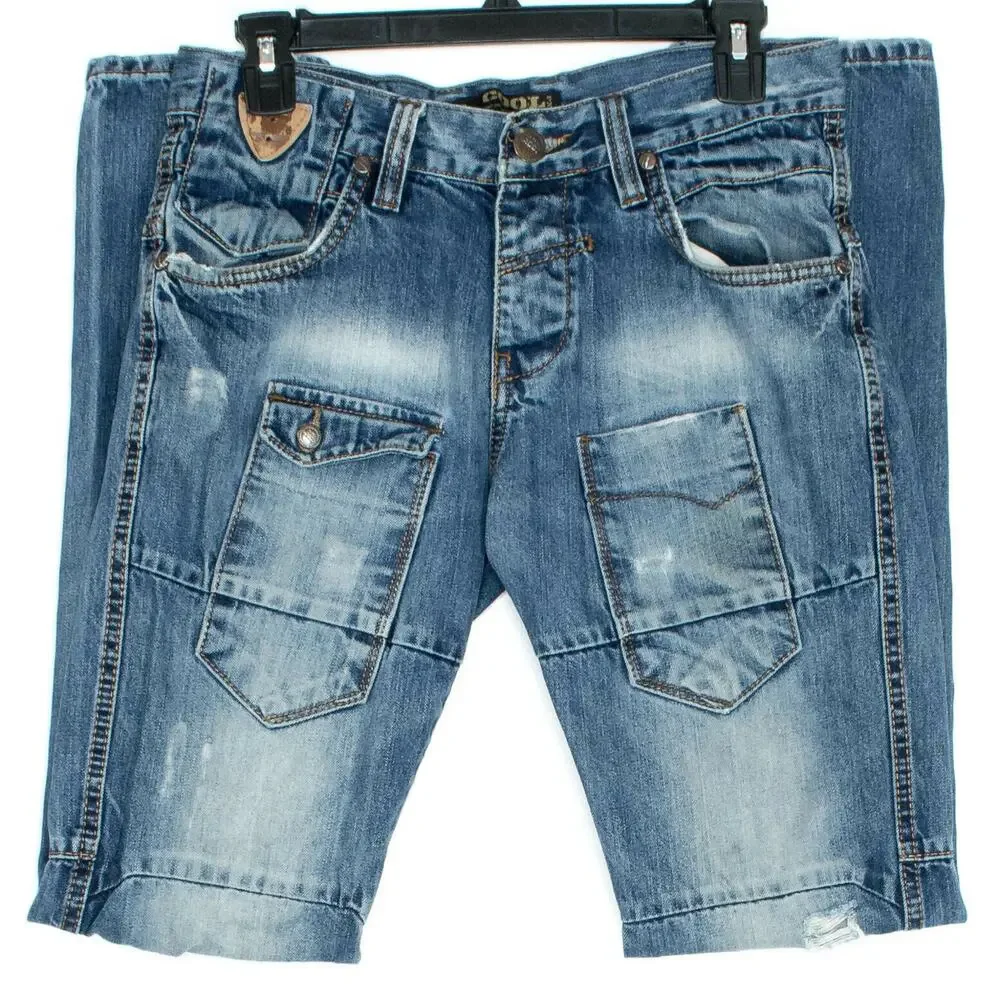 Y2K Distressed Grunge Skater Jeans Blue 29‎ Utility Streetwear Workwear Gorpcore